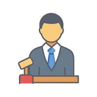 Man at podium giving speech or presentation icon vector