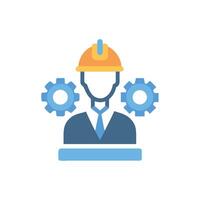Engineer with gears icon on black background vector