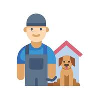 Man and Dog with Kennel Graphic Illustration Style vector