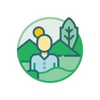Flat Design Landscape with Person Icon Illustration vector