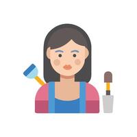 Cosmetician with applicator tools in black background illustration vector