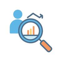 User Growth Analysis with Magnifying Glass and Graph vector
