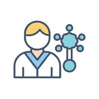 Scientist with Molecule Illustration on Black Background vector