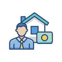 Real estate agent icon with house and money vector