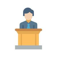 Man on podium speech or presentation illustration vector