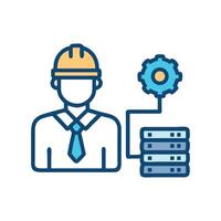 System Administrator or DevOps Engineer Icon with gear vector
