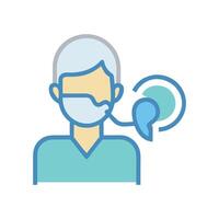 Icon showing medical exam with lung listening device vector