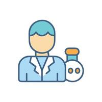 Scientist with flask icon, science and education theme vector