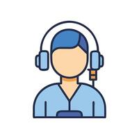 Customer service representative with headset icon for call center vector