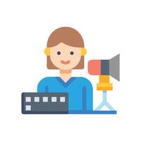 Studio Recording Technician with Computer and Microphone Illustration vector