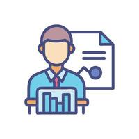 Business analysis with graph and document presentation icon vector