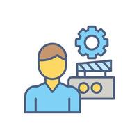 Technical Manager icon, engineering and design optimization, management vector
