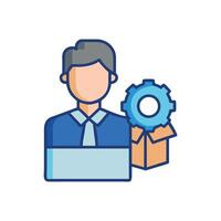 Software Engineer Illustration with Gear and Box Icon vector