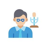 Podcast host with microphone flat icon design vector