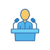 Presentation Icon Speaker at Podium with Microphones vector