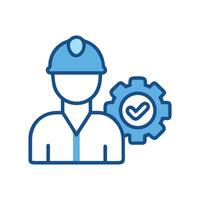 Quality Assurance Engineer with Gear and Check Mark Icon vector