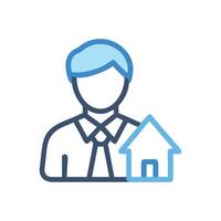Real estate agent icon with a home, dark background vector