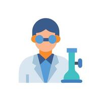 Scientist with flask, science and innovation concept vector