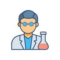 Scientist Icon with Erlenmeyer Flask on Black Background vector