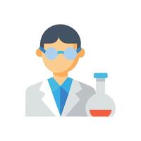 Scientist with Flask in Laboratory Research and Experiment vector