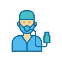 Anesthesiologist icon with mask and intravenous drip. vector