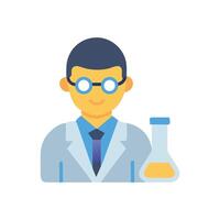 Scientist character illustration with test tube and flask vector