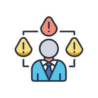 Business Risks Person surrounded by warnings and error icons vector