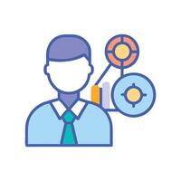 Data analysis business person icon with bar graph vector