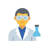 Scientist with Beaker Icon on Black Background vector