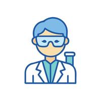 Scientist Icon with Test Tube on Black Background vector