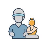 Sculptor with Statue Art Creation and Craftsmanship Icon vector