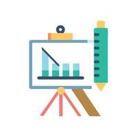 Presentation board with graphs and analysis, flat design vector