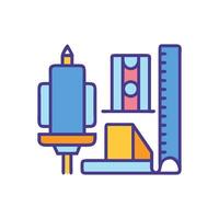 CNC machine with tools flat illustration design vector