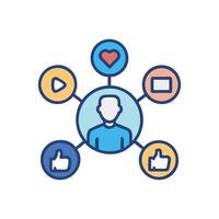 Social Media Connection User Profile and Network Icons vector
