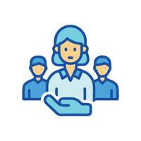 Team leadership icon, teamwork, support, and guidance concept vector