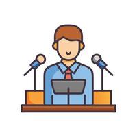 Speaker at Podium Icon, Public Speaking, Presentation vector