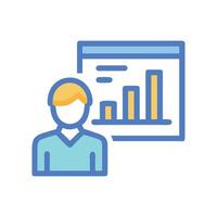 Data Presentation with Businessperson, Bar Chart on Screen vector
