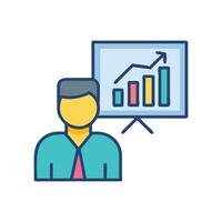 Business presentation with bar graph showing growth strategy vector