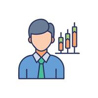 Business person with candlestick chart for stock analysis vector