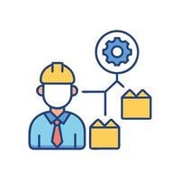 Engineer with Gear Icon and Product Boxes vector