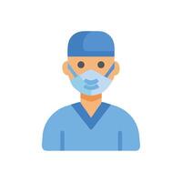 Surgeon avatar icon with surgical cap and mask vector