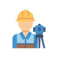 Surveyor Icon with Safety Helmet and Leveling Instrument vector