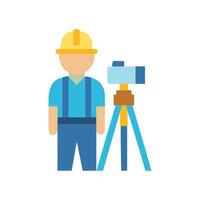 Land Surveyor Icon with Theodolite on Black Background vector
