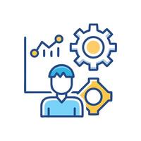 Data Analyst Icon with Chart, Gear, Person Symbol vector