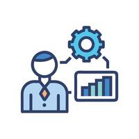 Business analytics and management process icon representation. vector