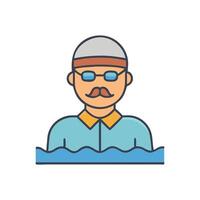 Swimmer icon with cap, glasses, and mustache vector