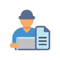 Cartoon worker with documents on a black background vector