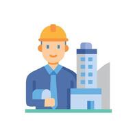 Architect with building model and hard hat icon vector