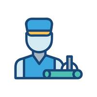 Hospital Worker and Robotic Surgical Device Icon Illustration vector