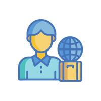 Global Travel Agent with Suitcase Globe Illustration vector